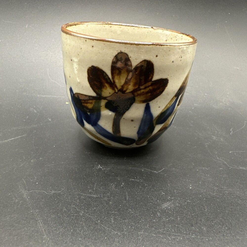 Asian Asia Japanese Mug Vintage Bamboo Blue Flower Plant
